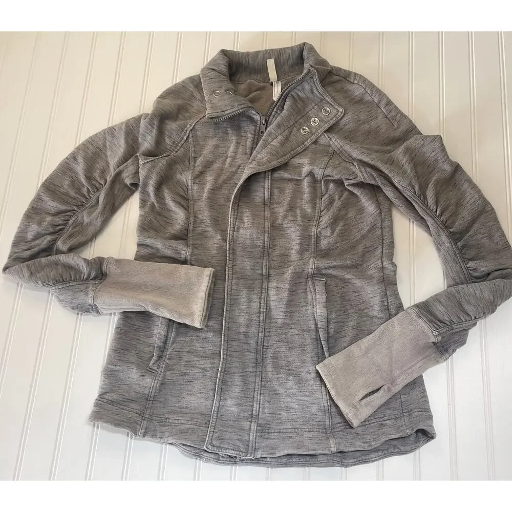 Free‎ People Movement Cool Zip Jacket Gray Womens Medium Pockets *READ